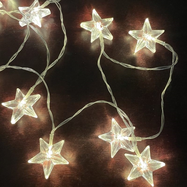 LED-lyskæde med stjerner – varmt hvidt lys – 1,6 m 10 LED