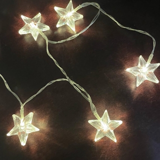 LED-lyskæde med stjerner – varmt hvidt lys – 1,6 m 10 LED