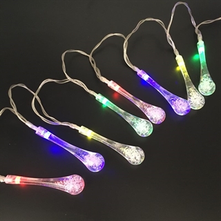 LED lyskæde med vanddråber - Multifarvet lys - 6,5 m 30 lys