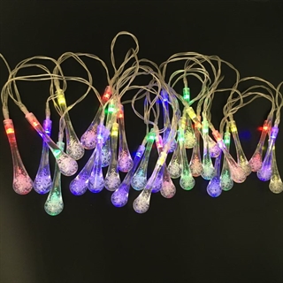 LED lyskæde med vanddråber - Multifarvet lys - 6,5 m 30 lys
