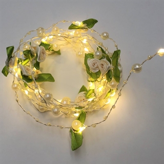 LED lyskæde med perler og små blomster - 3 m 30 lys