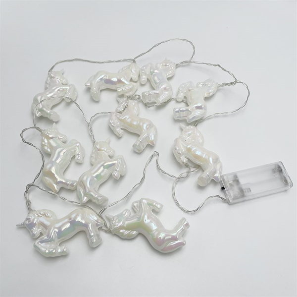 LED lyskæde med enhjørninger – 10 LED – varmt hvidt lys – batteridrevet