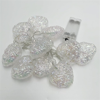 LED-lyskæde med iriserende hjerter - 1,6 m 10 LED