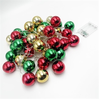 LED lyskæde med julekugler - Julelyskæde - 6 m 40 lys