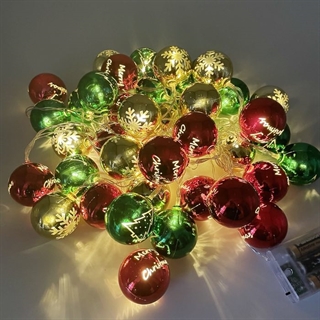 LED lyskæde med julekugler - Julelyskæde - 6 m 40 lys