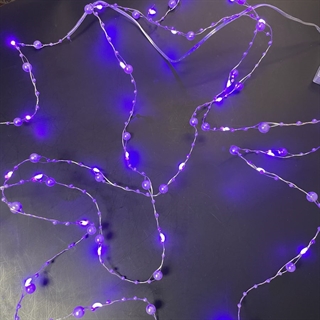 LED-lyskæde med lilla perler og lilla lys – 2 m eller 3 m