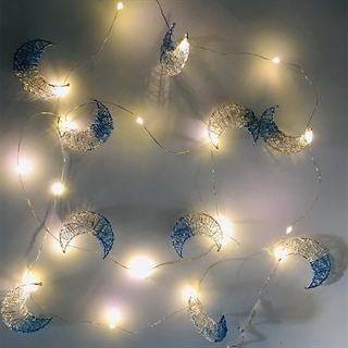 LED måne-lyskæde i metal - 1,8 m 10 LED