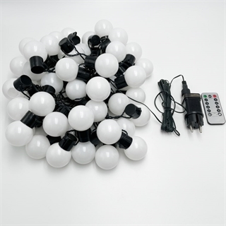 LED lyskæde med pærer og fjernbetjening til indendørs & udendørs brug – 15 m – 50 pærer