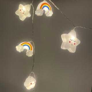 LED lyskæde med skyer, regnbuer og stjerner
