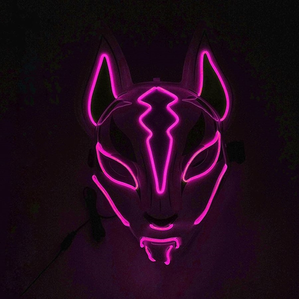 LED maske med rævemotiv og lyserødt lys