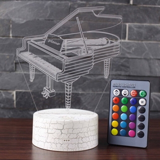 Klaver 3D LED lampe – farveskiftende – dæmpbar – med fjernbetjening