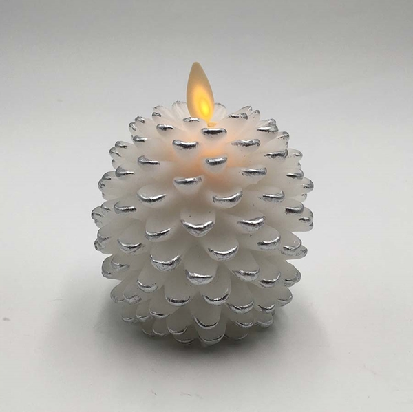 LED pinjekogle fyrfadslys  - hvid