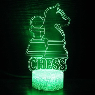 Skak 3D lampe med fjernbetjening – 16 lysfarver – dæmpbar