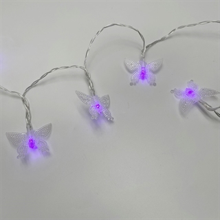 LED sommerfugl lyskæde med lilla lys – 1,5 m 10 LED