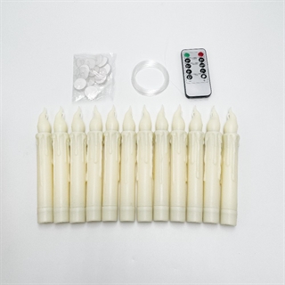 LED stearinlys - LED Taper Candles med 10-knappers fjernbetjening - 12 stk.
