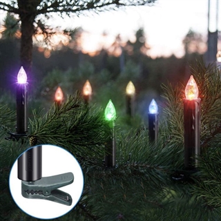 LED stearinlys - juletræslys med fjernbetjening - 10 stk, sort