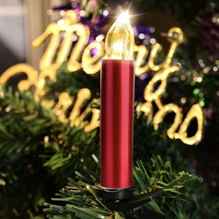 LED taper candles med fjernbetjening til julepynt - 10 stk. - Rød