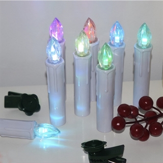 LED taper stearinlys med multifarvet lys, fjernbetjening - 10 stk. - Hvid