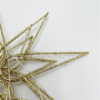 Guld LED topstjerne til juletræ – med glimmer og varmt hvidt lys