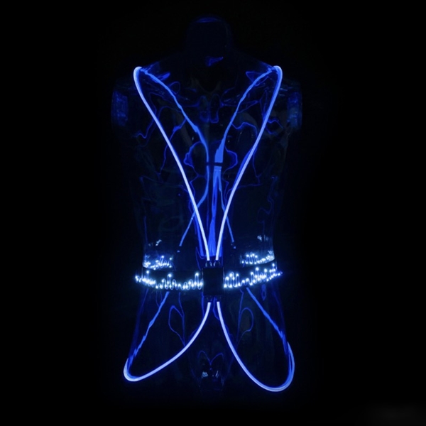 LED vest med broderet reb bælte til løbere - Blåt lys