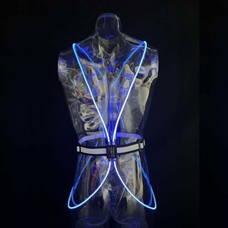 LED vest til løbere og cyklister - Blåt lys