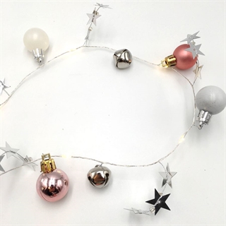 LED julelyskæde med kugler, klokker og stjerner - 2 m 20 lys