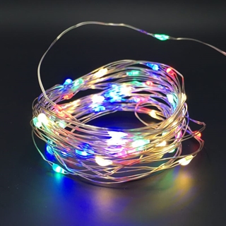 LED kobber lyskæde med multifarvet lys - 5 m 50 lys