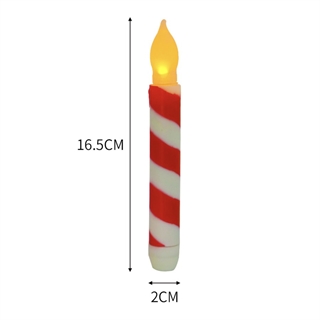 LED taper stearinlys med rød og hvid stribefarver - 2 stk pr. sæt