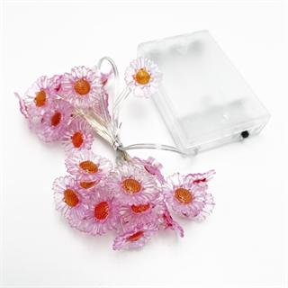 LED blomster lyskæde med lilla margueritter - 3 m 30 LED