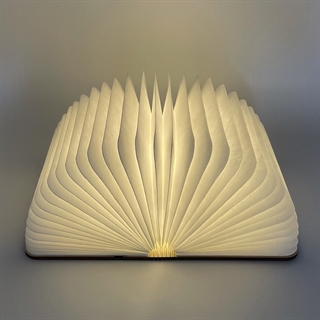 LED-boglampe med varmt hvidt  lys - Genopladelig - Størrelse: L: 21,5 cm, B:17 cm - Omslagsfarve: brun