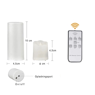 LED genopladelige fyrfadslys med fjernbetjening og timer