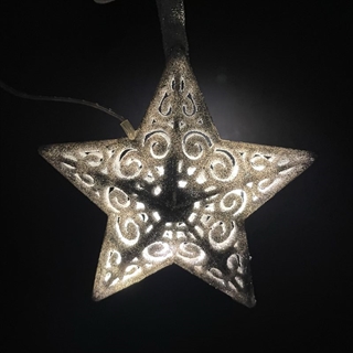 LED-julestjerne med glimmer til julepynt - sølv