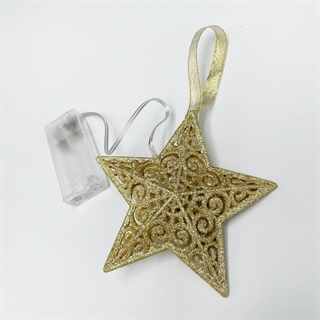 LED-julestjerne med glimmer til julepynt - guld