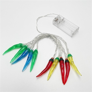LED-lyskæde med farverige chilier –1,5 m 10 lys