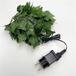 LED-lyskæde med efeublade - 10 m 100 lys drevet af en adapter