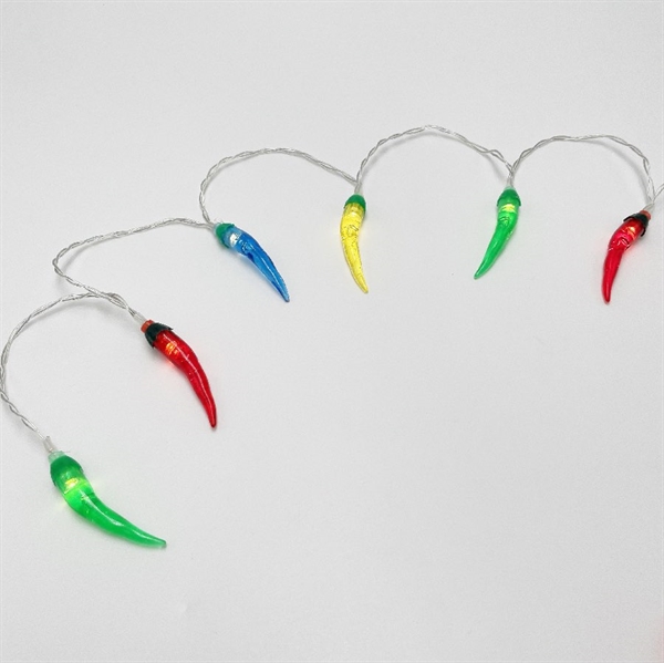 LED-lyskæde med farverige chilier –1,5 m 10 lys