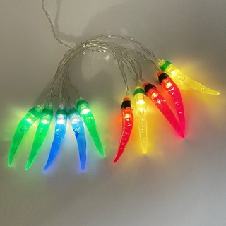 LED-lyskæde med farverige chilier –1,5 m 10 lys