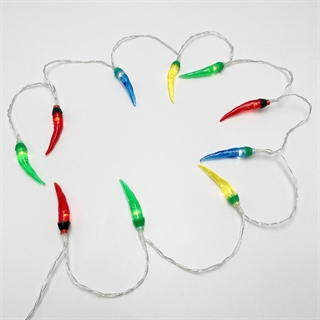 LED-lyskæde med farverige chilier –1,5 m 10 lys