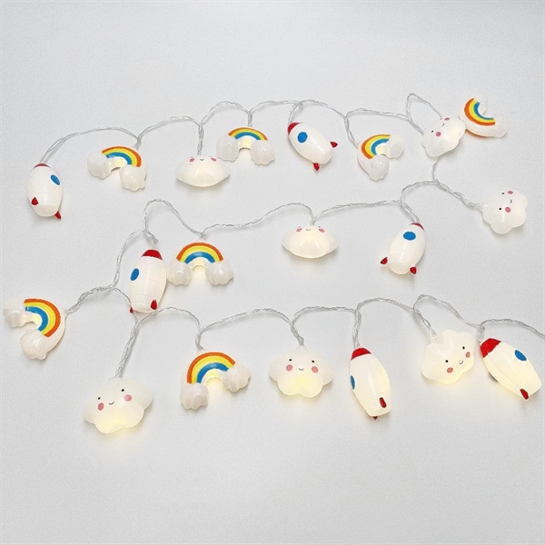 LED-lyskæde med raketter, skyer og regnbuer - 3 m 20 lys