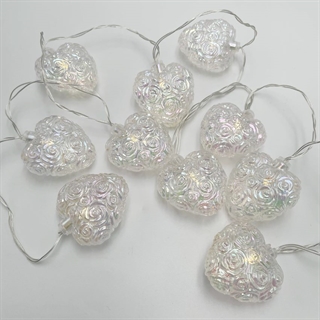 LED-lyskæde med iriserende hjerter - 1,6 m 10 LED