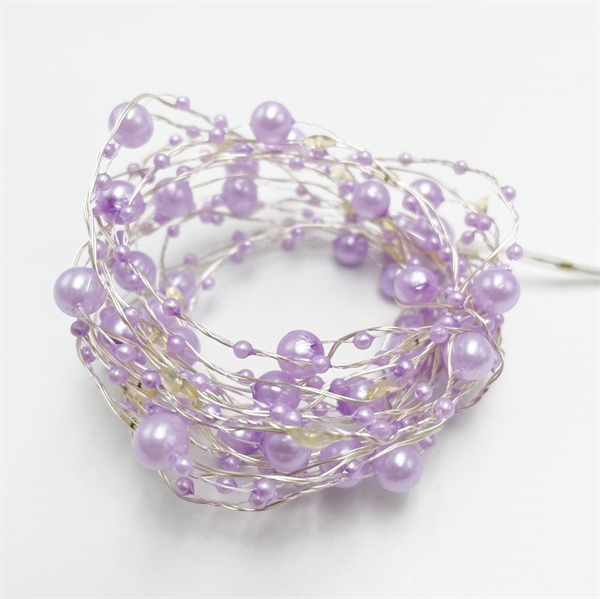 LED-lyskæde med lilla perler og lilla lys – 2 m eller 3 m