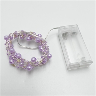 LED-lyskæde med lilla perler og lilla lys – 2 m