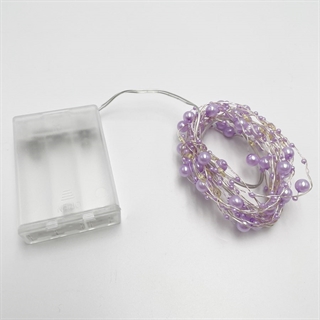 LED-lyskæde med lilla perler og lilla lys – 3 m