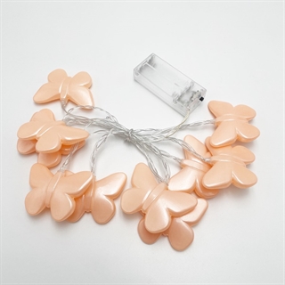 LED-lyskæde med lyserøde sommerfugle – 1,6 m 10 LED