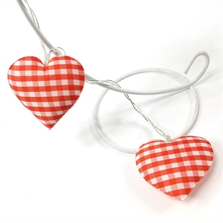 LED-lyskæde med rødternede hjerter – varmt hvidt lys – 1,6 m 10 LED