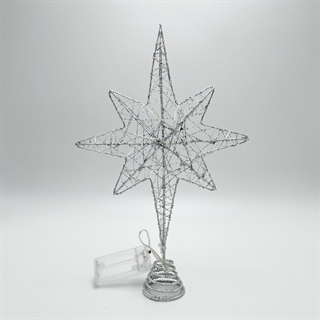 Glitter LED nordstjerne til juletræ – sølv