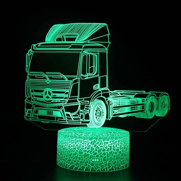 Lastbil 3D lampe med fjernbetjening-16 lysfarver- dæmpbar