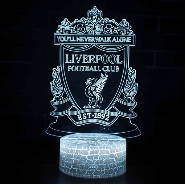 Liverpool FC logo 3D lampe med fjernbetjening - 16 lysfarver - dæmpbar