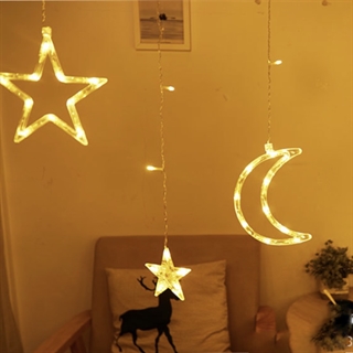 LED lysgardin med stjerner og måner - Bredde: 350 cm - Dæmpbar