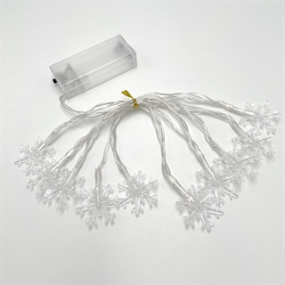 Lyskæde med snefnug - Varmt hvidt lys - 1,5 M 10 lys